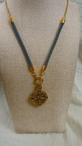 Compass Rose Necklace, Blue Cord