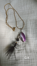 Stainless Steel Fishing Lure Necklace - Gold + Purple