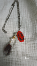 Stainless Steel Fishing Lure Necklace - Silver + Red