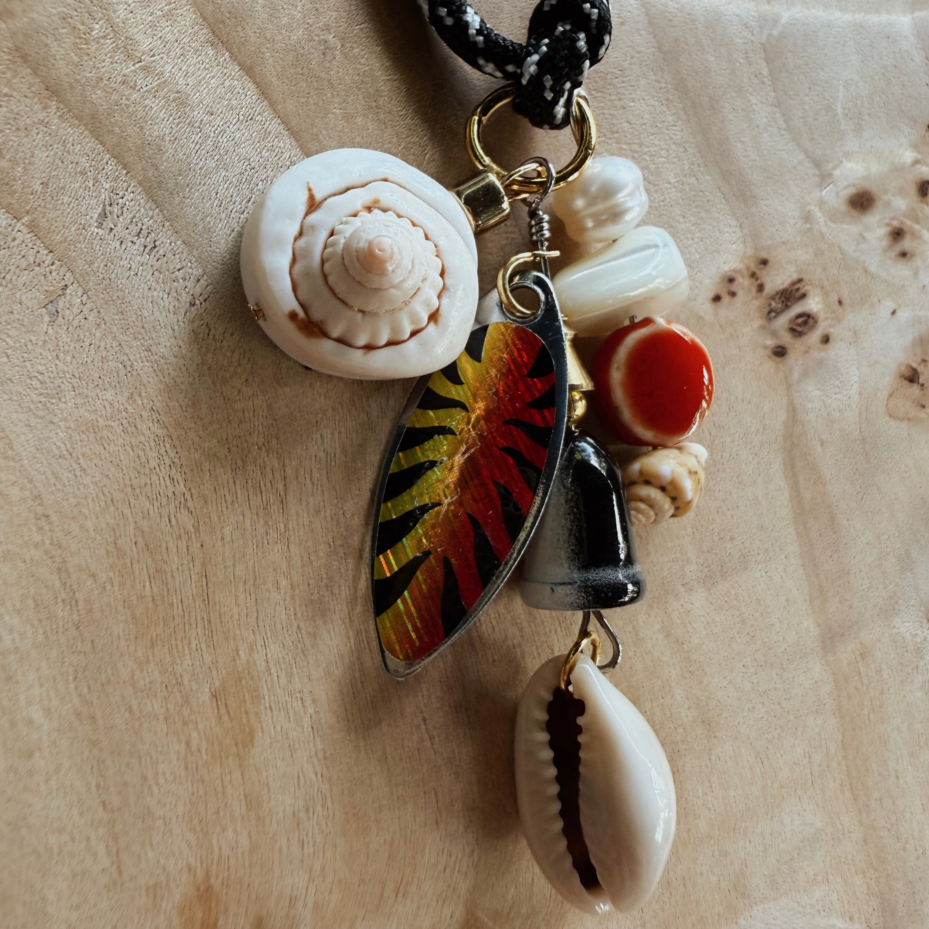 Clownfish Necklace – Handmade Fishing Lure & Shell Jewelry