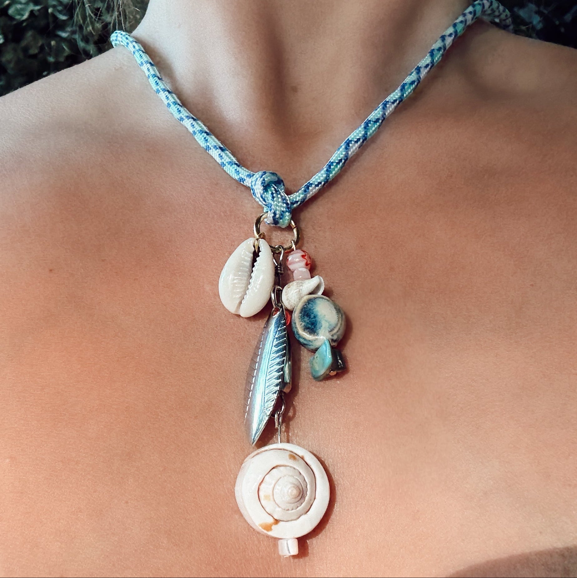 Neon Tetra Necklace – Handmade Fishing Lure & Shell Jewelry