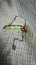 Fishing Lure Anklet - Stainless Steel - Lime Green Shimmer