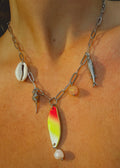 Multi-Charm Lure Necklace - Red + Yellow