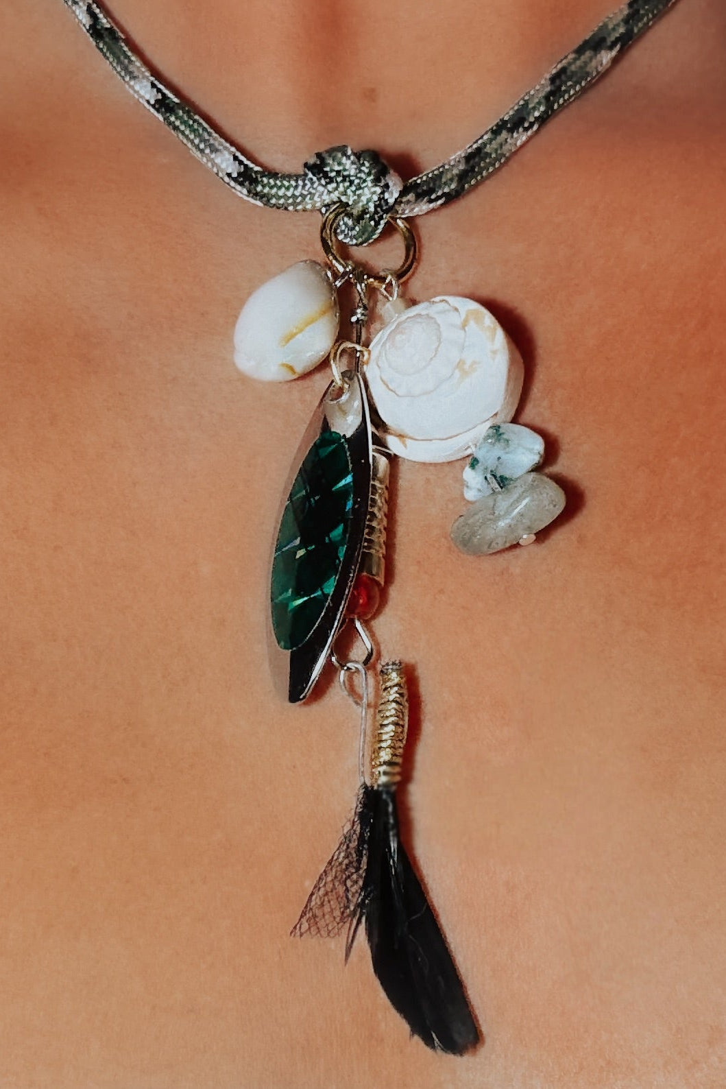 Black Drum Necklace – Handmade Fishing Lure & Shell Jewelry