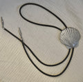 Chrome Scallop Shell Leather Bolo Necklace