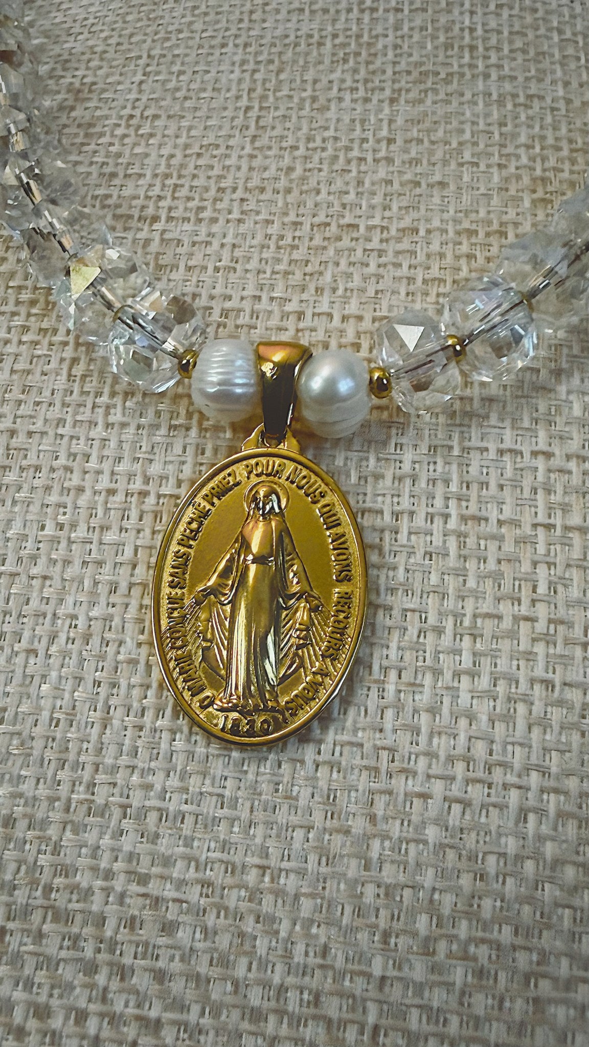 Stella Maris Necklace, Clear Crystal and Pearl