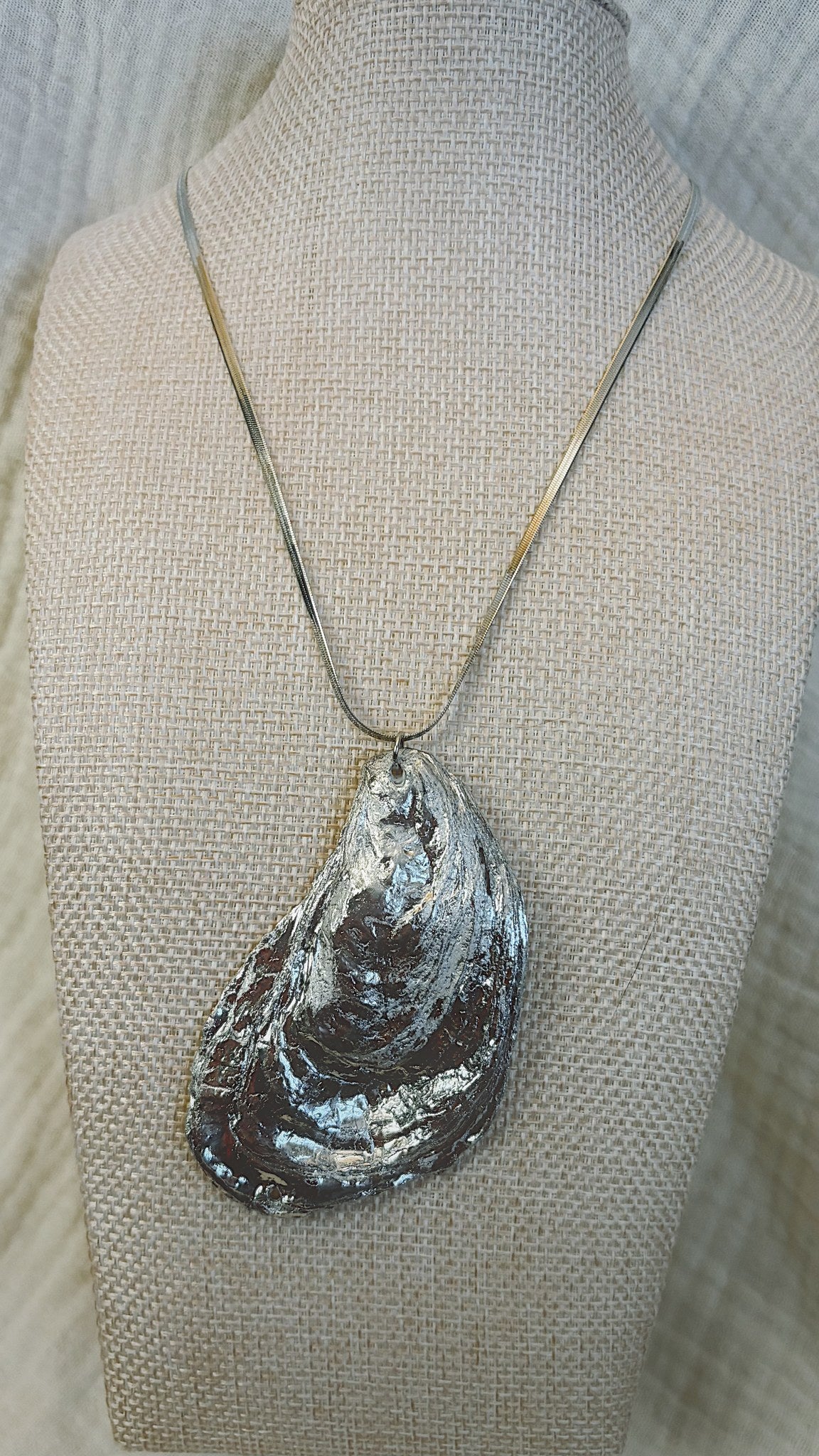 Chrome Oyster Shell Necklace