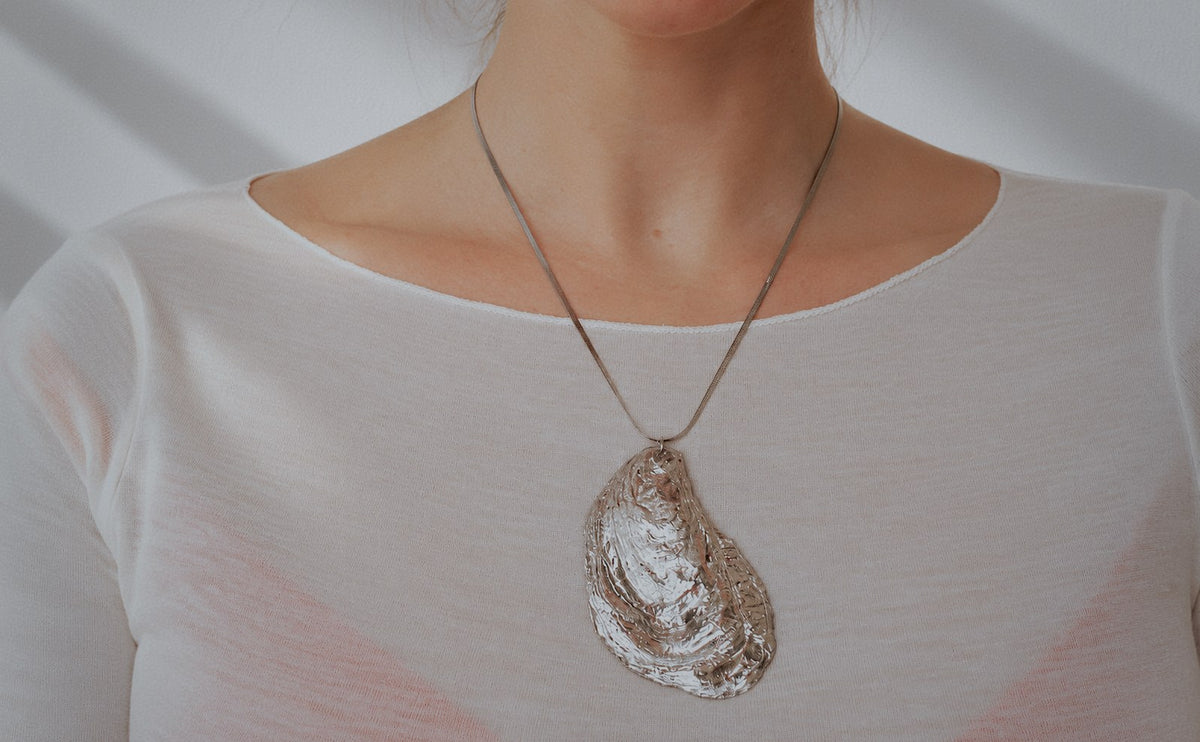 Chrome Oyster Shell Necklace