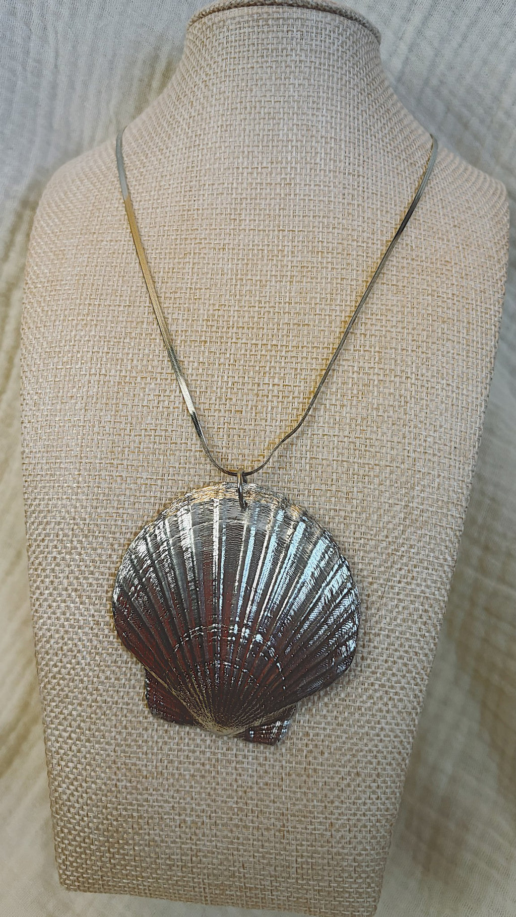 Chrome Scallop Shell Necklace