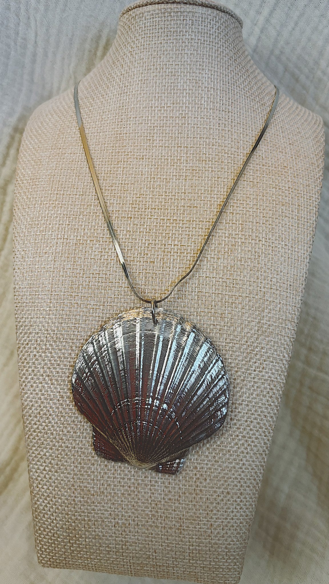 Chrome Scallop Shell Necklace