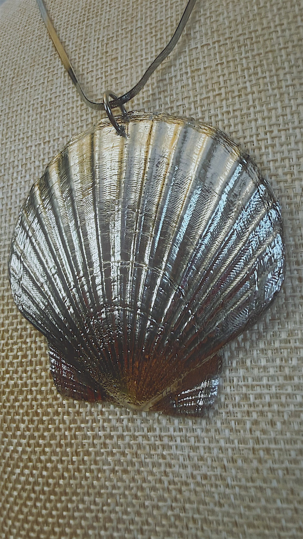 Chrome Scallop Shell Necklace