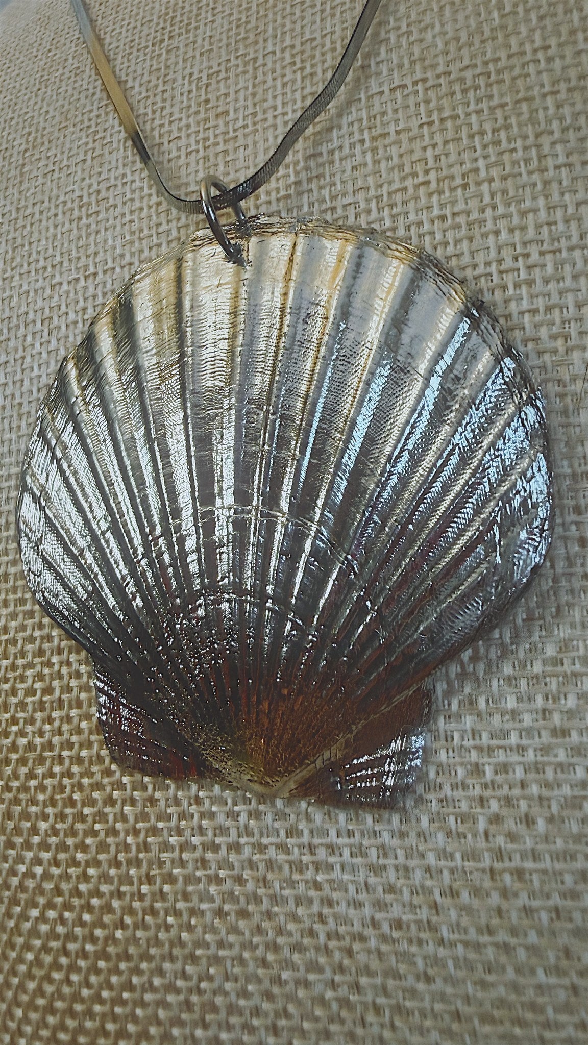 Chrome Scallop Shell Necklace