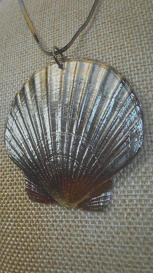 Chrome Scallop Shell Necklace