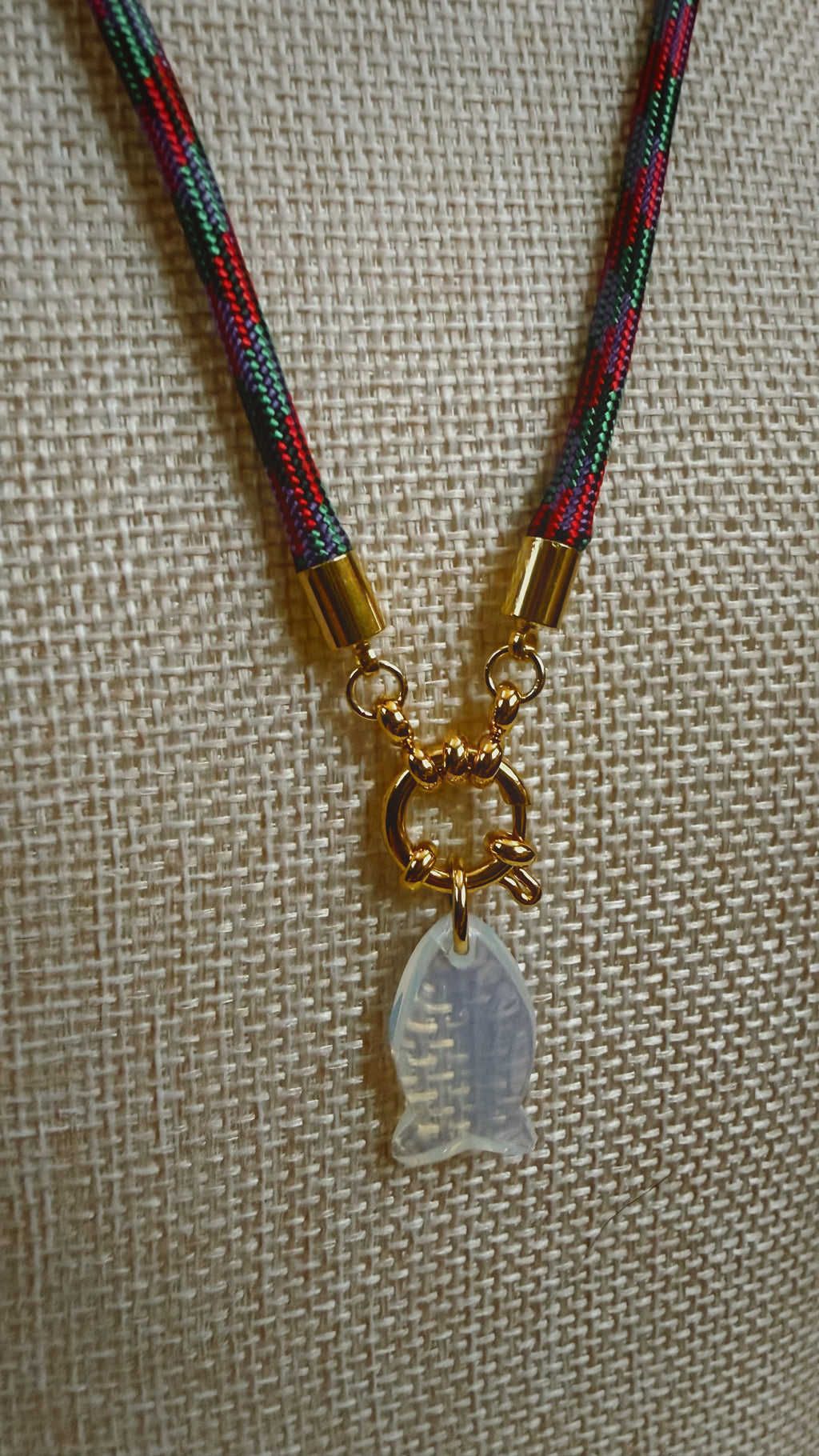 Inaugural Swim Necklace, Opal Fish Charm