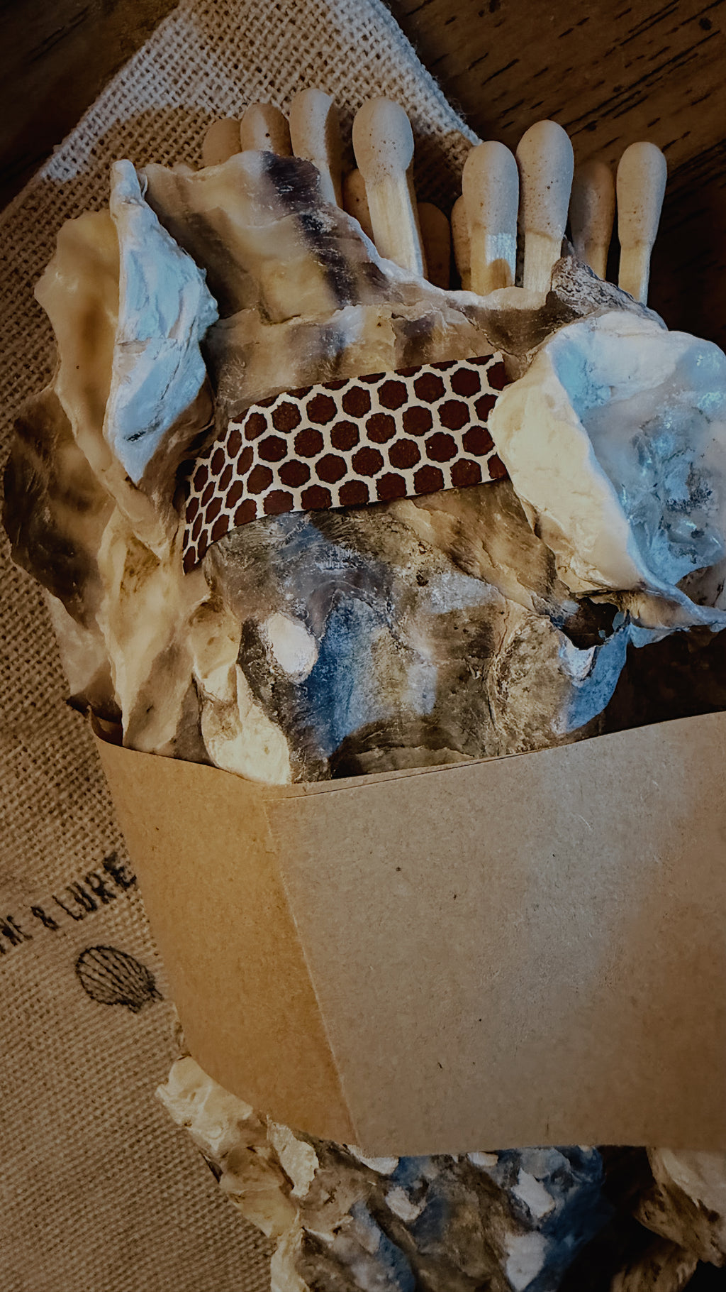 Oyster Shell Match Holder with Matches and Striker
