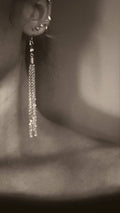 Peacock Pearl Chain Tassel Earrings