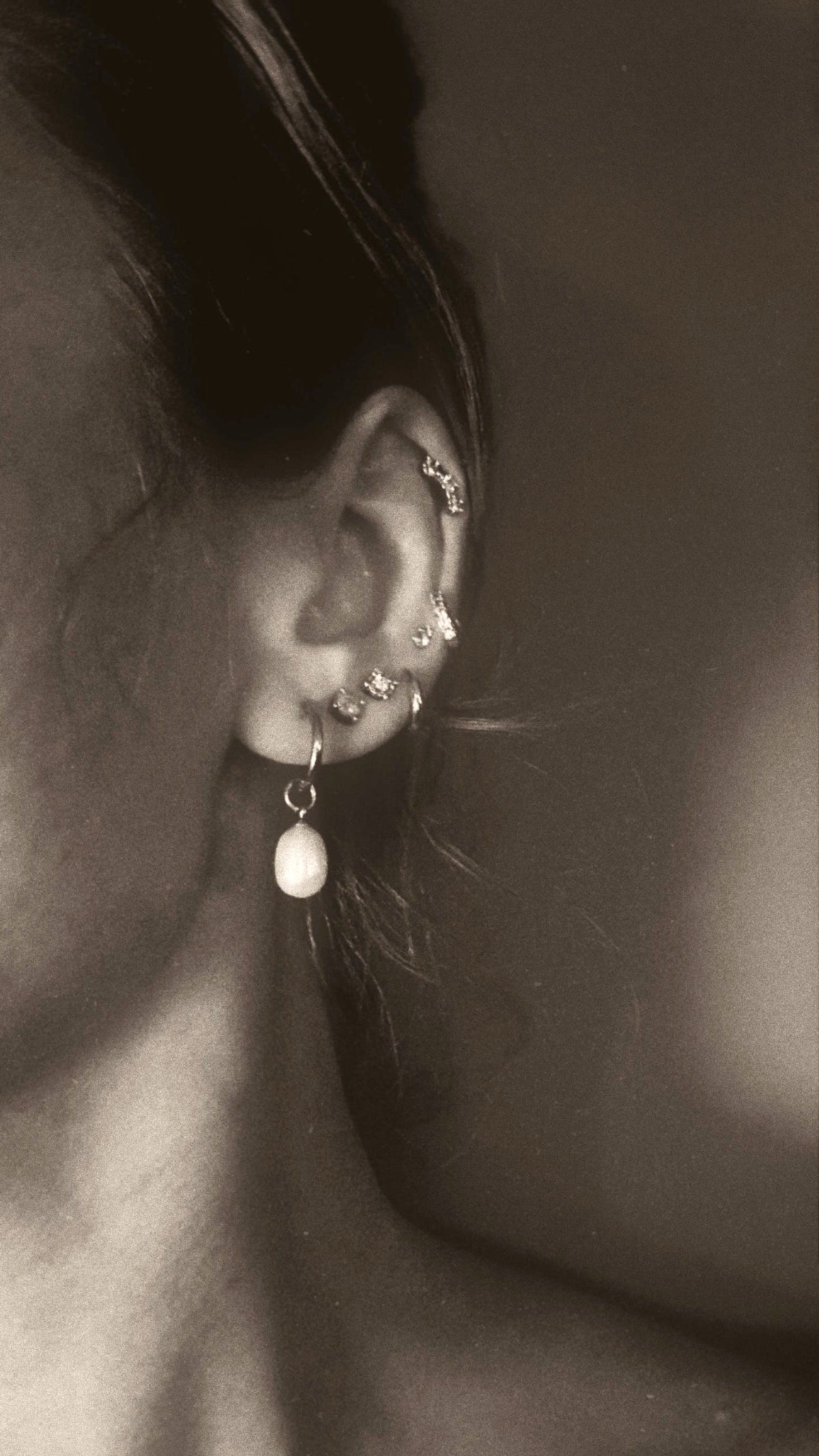 Pearl Teardrop Hoop Earrings
