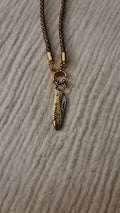 Vintage Dual-tone Fish Knife Necklace, Brown and Cream Cord