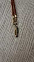 Vintage Dual-tone Fish Knife Necklace, Burgundy and Old Gold Cord