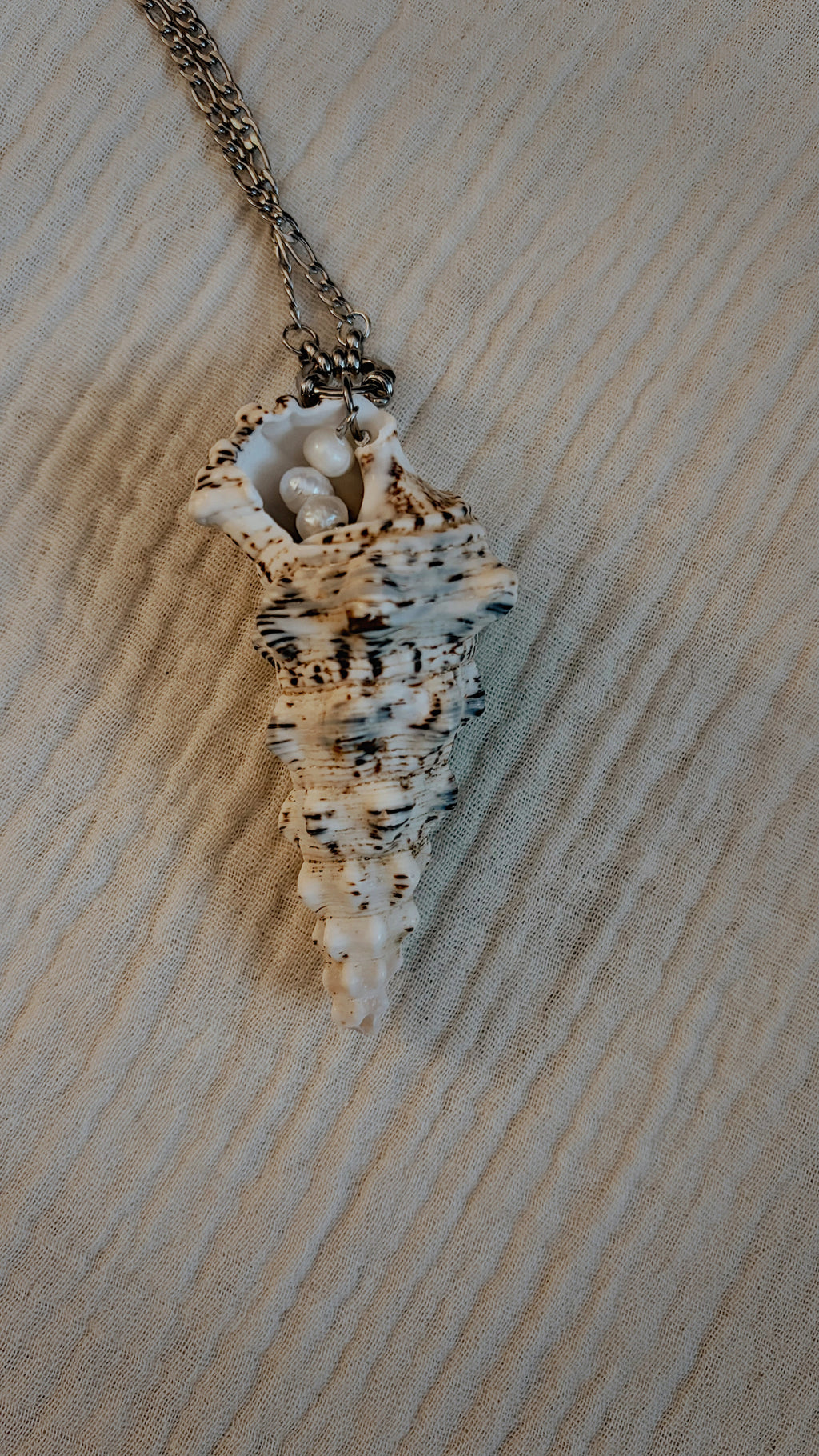 Cerith Shell and Pearl Necklace, Silver