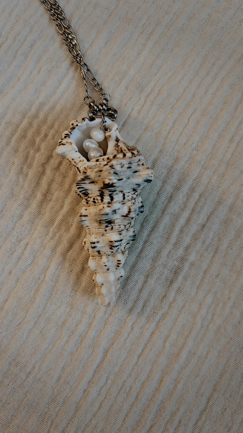 Cerith Shell and Pearl Necklace, Silver