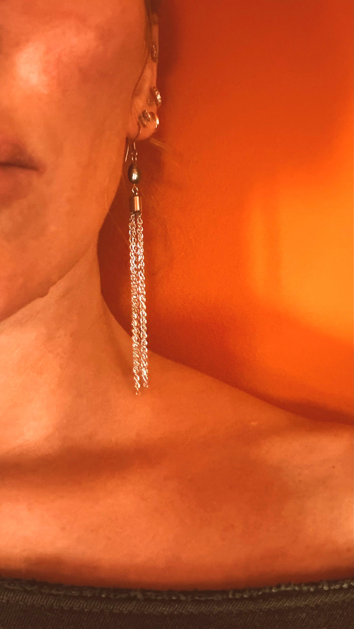 Peacock Pearl Chain Tassel Earrings