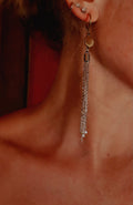 Gold Scallop Shell and Tassel Hoop Earrings